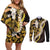 Kula Aloha Hawaii Lei Couples Matching Off Shoulder Short Dress and Long Sleeve Button Shirt Tropical Flowers Elegant Vibe - Polynesian Pride