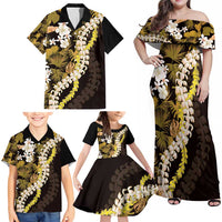 Kula Aloha Hawaii Lei Family Matching Off Shoulder Maxi Dress and Hawaiian Shirt Tropical Flowers Elegant Vibe - Polynesian Pride