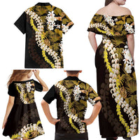 Kula Aloha Hawaii Lei Family Matching Off Shoulder Maxi Dress and Hawaiian Shirt Tropical Flowers Elegant Vibe - Polynesian Pride