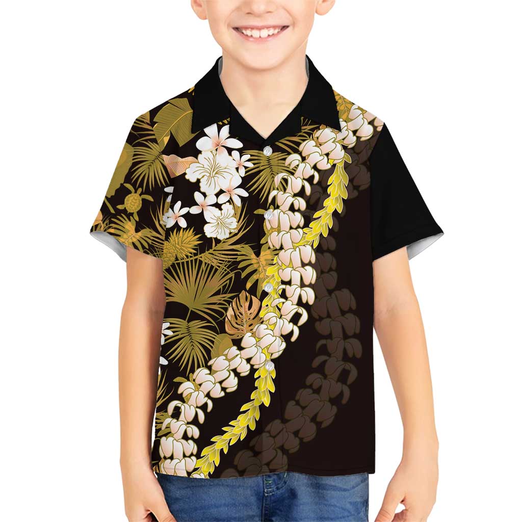 Kula Aloha Hawaii Lei Family Matching Summer Maxi Dress and Hawaiian Shirt Tropical Flowers Elegant Vibe LT14 Son's Shirt Gold - Polynesian Pride