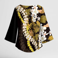 Kula Aloha Hawaii Lei Kimono Sleeve Blouse Tropical Flowers Elegant Vibe - Polynesian Pride
