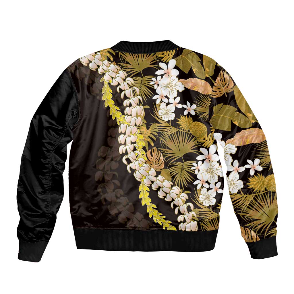 Kula Aloha Hawaii Lei Sleeve Zip Bomber Jacket Tropical Flowers Elegant Vibe LT14 - Polynesian Pride
