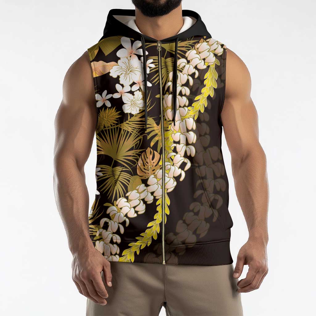 Kula Aloha Hawaii Lei Sleeveless Zip Hoodie Tropical Flowers Elegant Vibe - Polynesian Pride