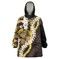 Kula Aloha Hawaii Lei Wearable Blanket Hoodie Tropical Flowers Elegant Vibe LT14 One Size Gold - Polynesian Pride