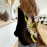 Kula Aloha Hawaii Lei Women Casual Shirt Tropical Flowers Elegant Vibe - Polynesian Pride