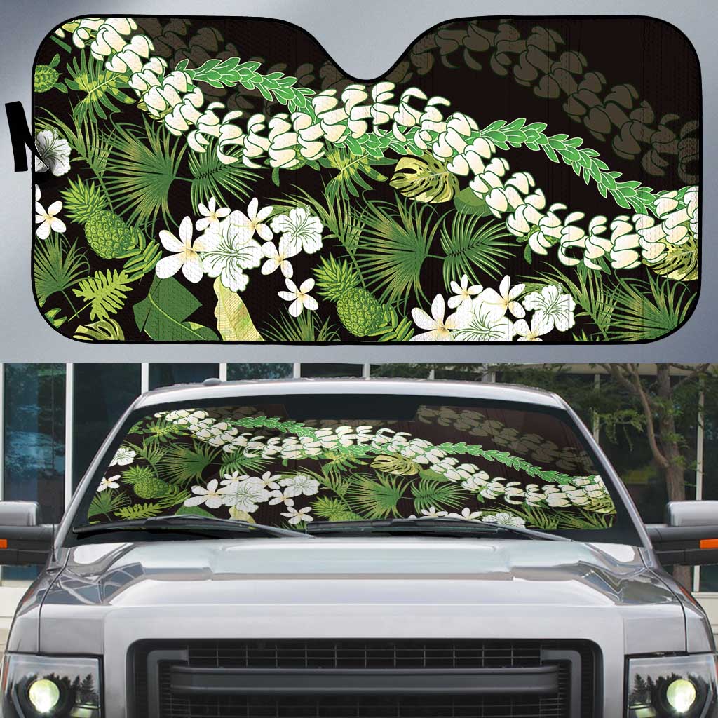 Omaomao Aloha Hawaii Lei Auto Sun Shade Tropical Flowers Elegant Vibe - Polynesian Pride