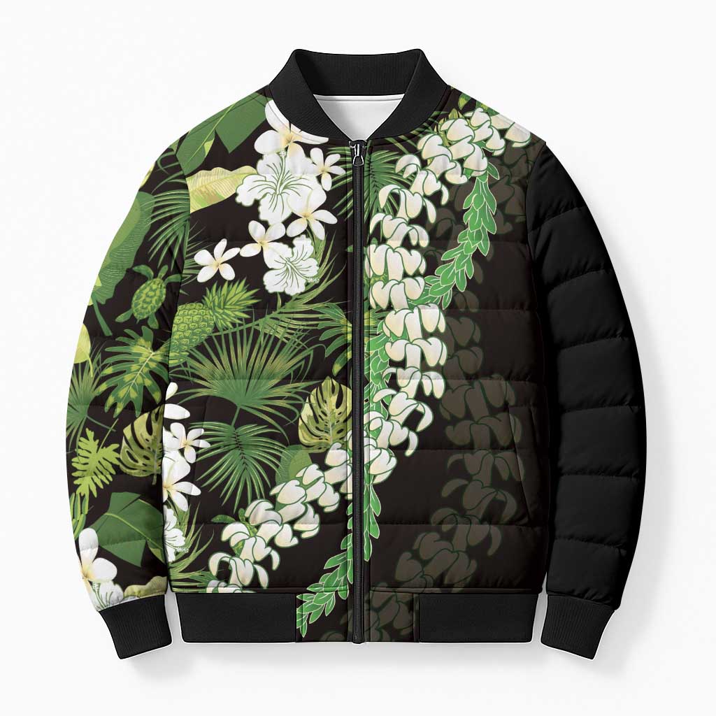 Omaomao Aloha Hawaii Lei Bomber Puffer Jacket Tropical Flowers Elegant Vibe - Polynesian Pride