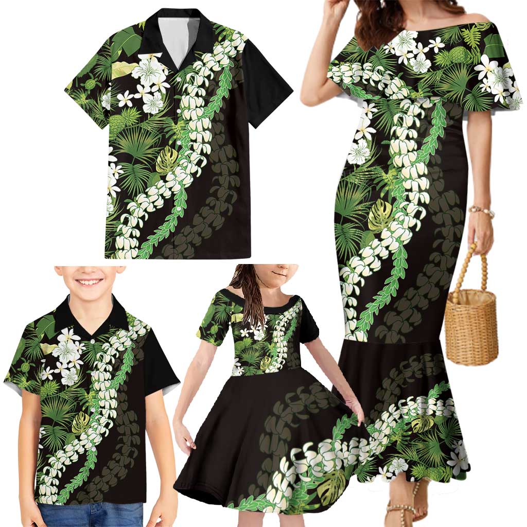 Omaomao Aloha Hawaii Lei Family Matching Mermaid Dress and Hawaiian Shirt Tropical Flowers Elegant Vibe - Polynesian Pride