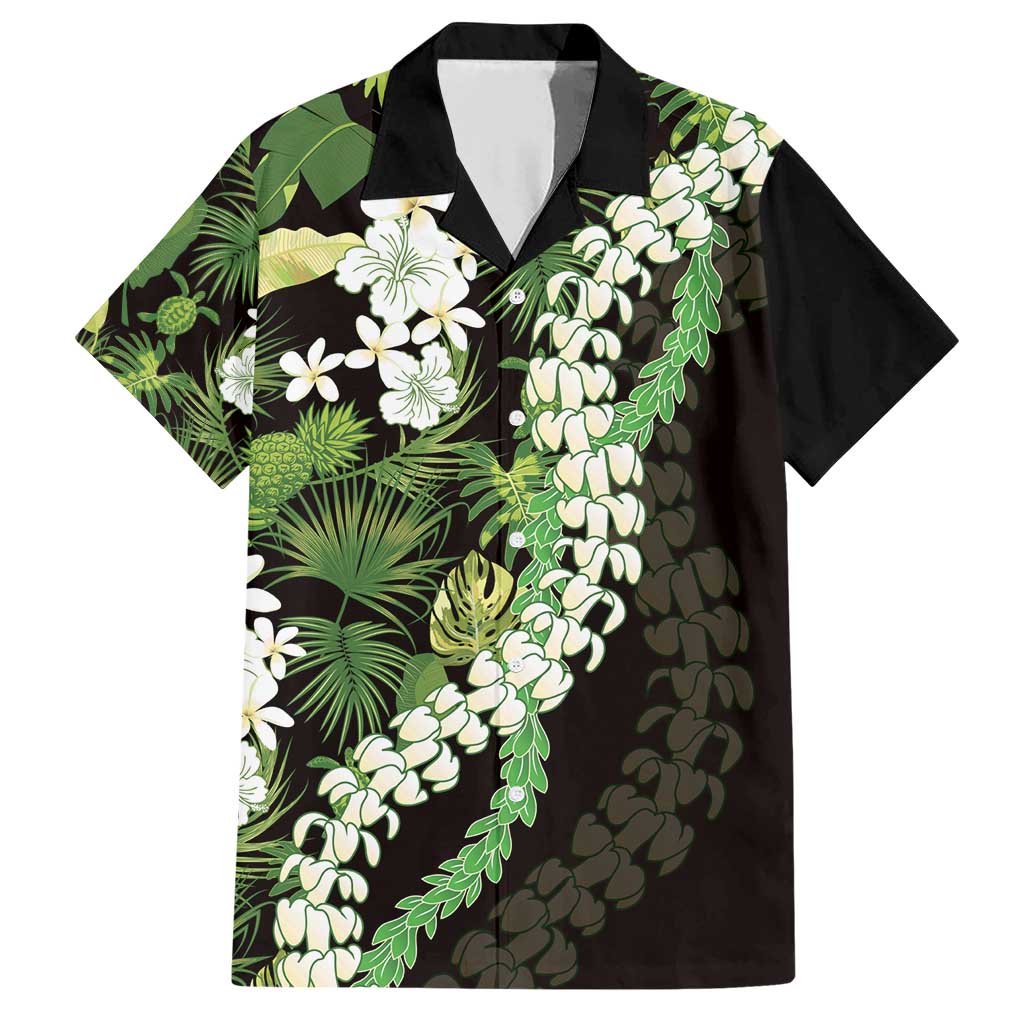 Omaomao Aloha Hawaii Lei Family Matching Short Sleeve Bodycon Dress and Hawaiian Shirt Tropical Flowers Elegant Vibe LT14 Dad's Shirt - Short Sleeve Green - Polynesian Pride