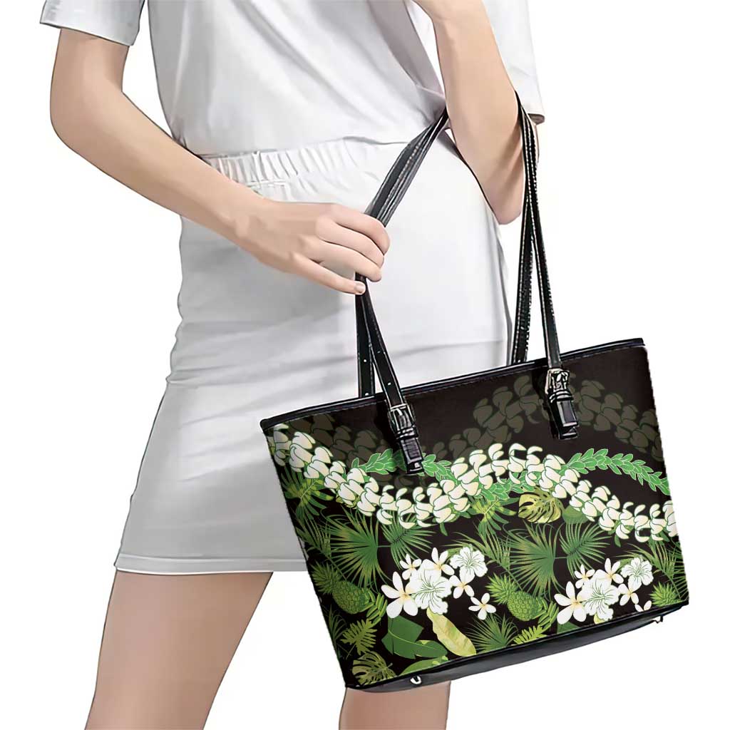 Omaomao Aloha Hawaii Lei Leather Tote Bag Tropical Flowers Elegant Vibe - Polynesian Pride