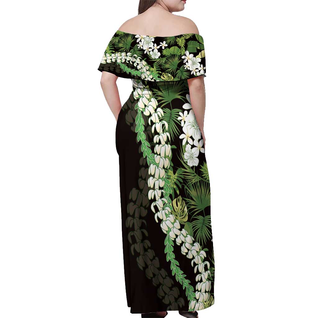 Omaomao Aloha Hawaii Lei Off Shoulder Maxi Dress Tropical Flowers Elegant Vibe - Polynesian Pride