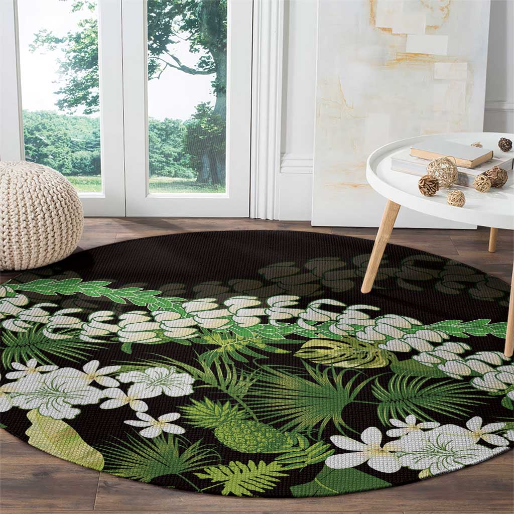Omaomao Aloha Hawaii Lei Round Carpet Tropical Flowers Elegant Vibe - Polynesian Pride