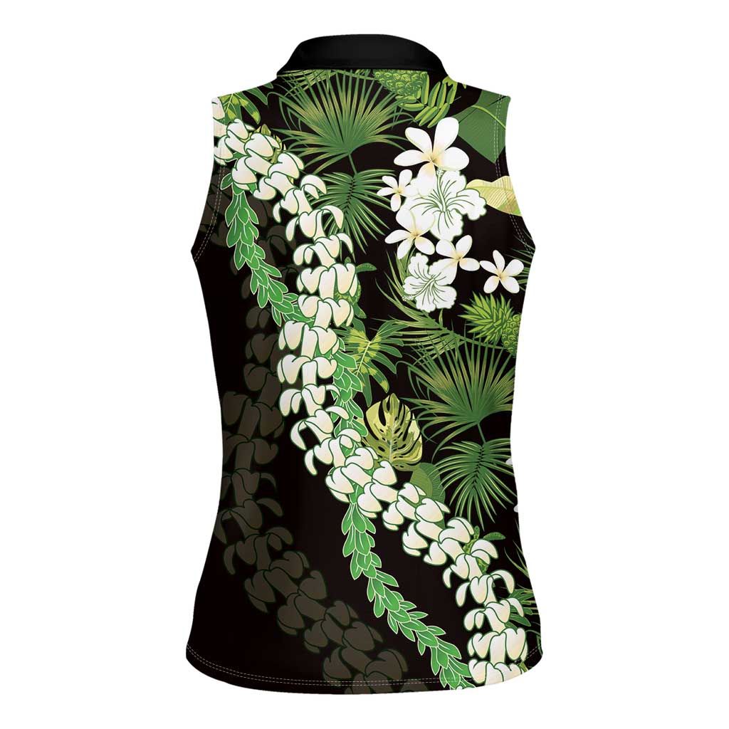 Omaomao Aloha Hawaii Lei Women Sleeveless Polo Shirt Tropical Flowers Elegant Vibe - Polynesian Pride