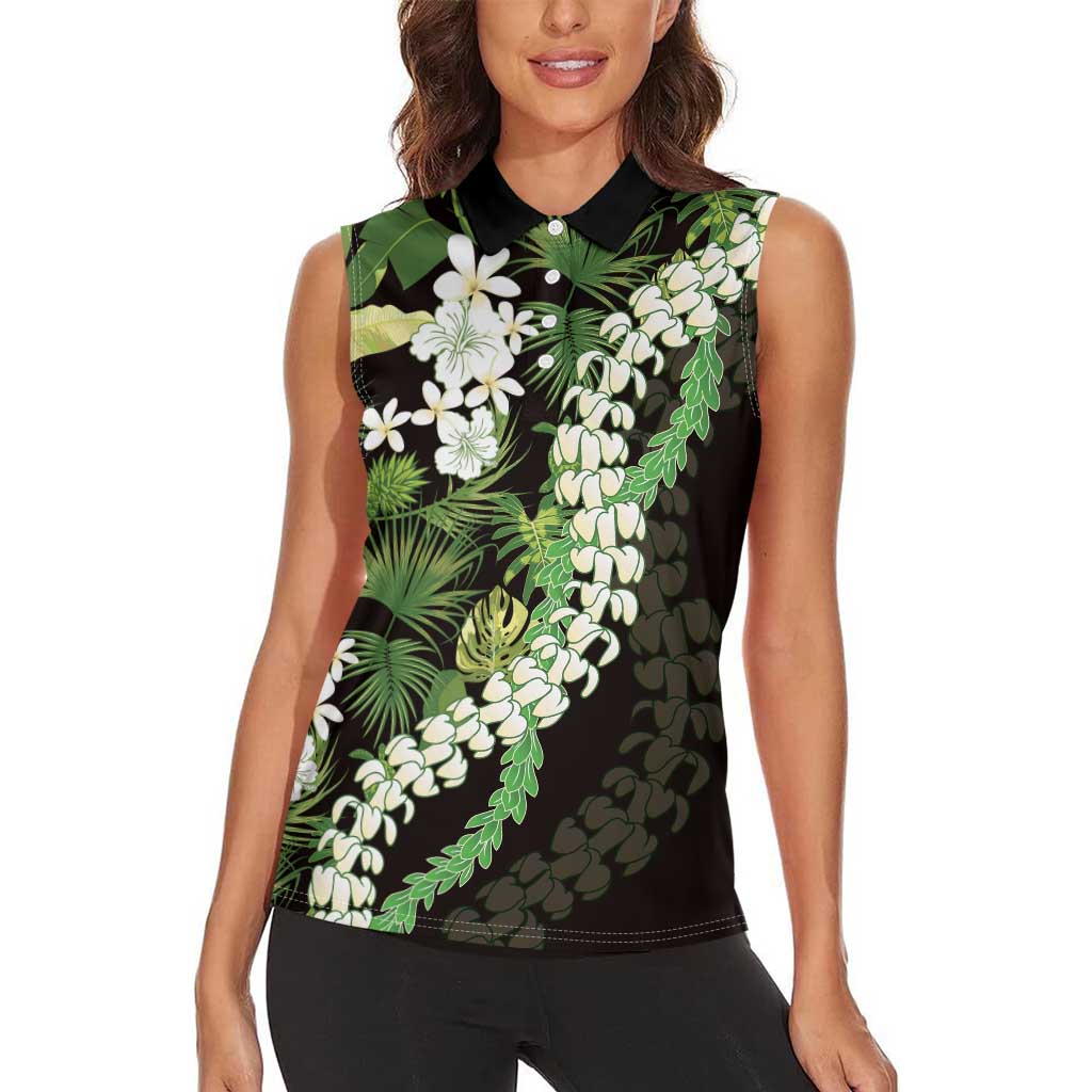 Omaomao Aloha Hawaii Lei Women Sleeveless Polo Shirt Tropical Flowers Elegant Vibe - Polynesian Pride