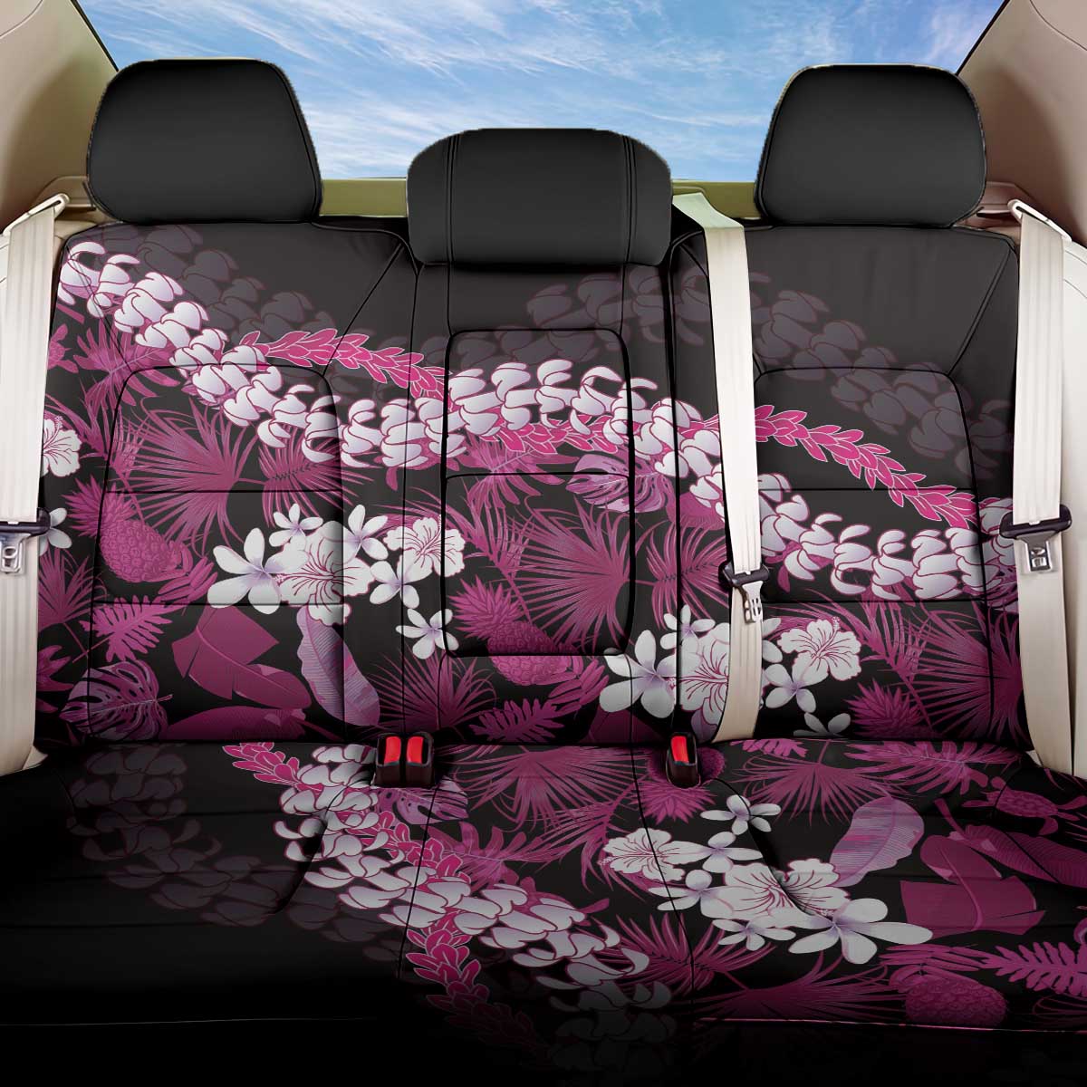 Akala Aloha Hawaii Lei Back Car Seat Cover Tropical Flowers Elegant Vibe LT14 One Size Pink - Polynesian Pride