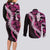 Akala Aloha Hawaii Lei Couples Matching Long Sleeve Bodycon Dress and Long Sleeve Button Shirt Tropical Flowers Elegant Vibe - Polynesian Pride