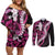 Akala Aloha Hawaii Lei Couples Matching Off Shoulder Short Dress and Long Sleeve Button Shirt Tropical Flowers Elegant Vibe - Polynesian Pride