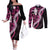 Akala Aloha Hawaii Lei Couples Matching Off The Shoulder Long Sleeve Dress and Long Sleeve Button Shirt Tropical Flowers Elegant Vibe - Polynesian Pride