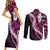 Akala Aloha Hawaii Lei Couples Matching Short Sleeve Bodycon Dress and Long Sleeve Button Shirt Tropical Flowers Elegant Vibe - Polynesian Pride