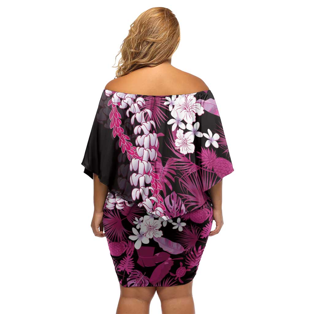 Akala Aloha Hawaii Lei Family Matching Off Shoulder Short Dress and Hawaiian Shirt Tropical Flowers Elegant Vibe - Polynesian Pride