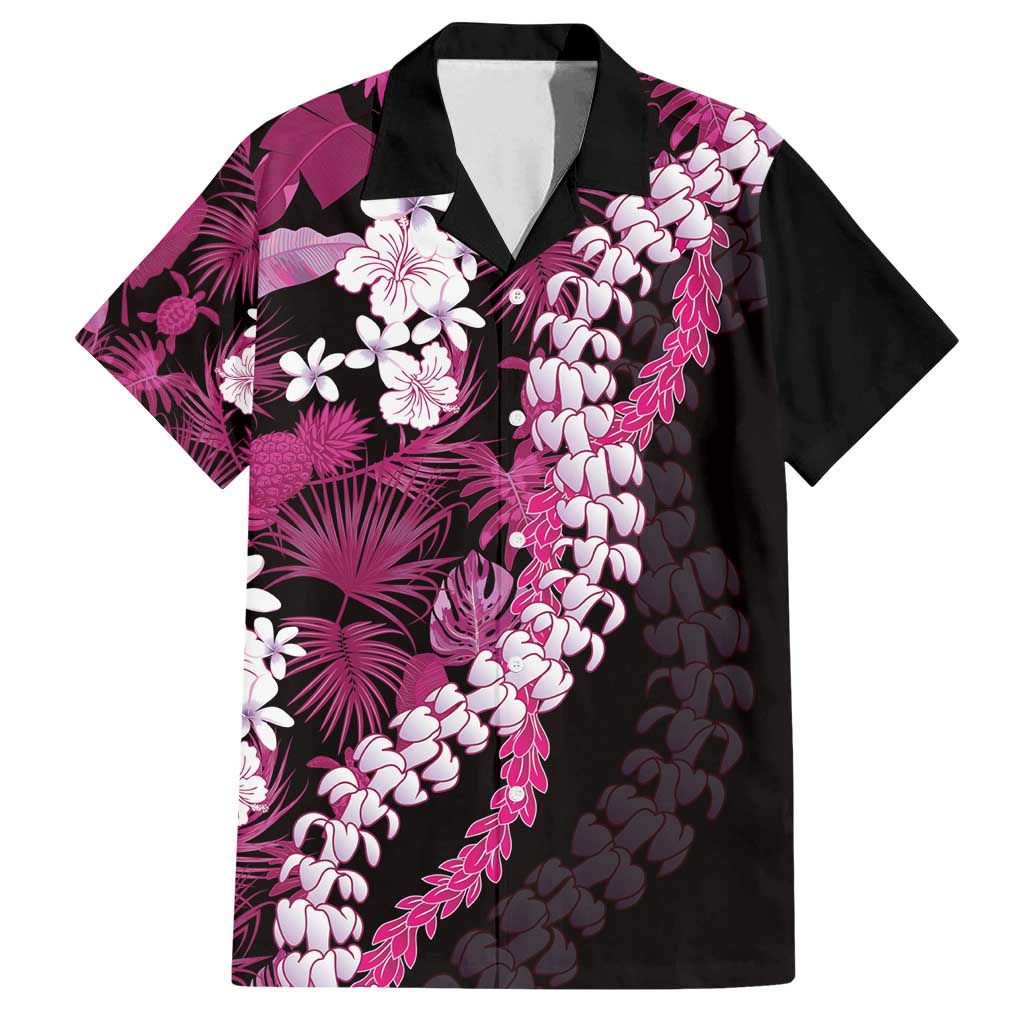 Akala Aloha Hawaii Lei Family Matching Puletasi and Hawaiian Shirt Tropical Flowers Elegant Vibe LT14 Dad's Shirt - Short Sleeve Pink - Polynesian Pride