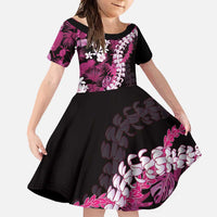 Akala Aloha Hawaii Lei Family Matching Summer Maxi Dress and Hawaiian Shirt Tropical Flowers Elegant Vibe LT14 Daughter's Dress Pink - Polynesian Pride