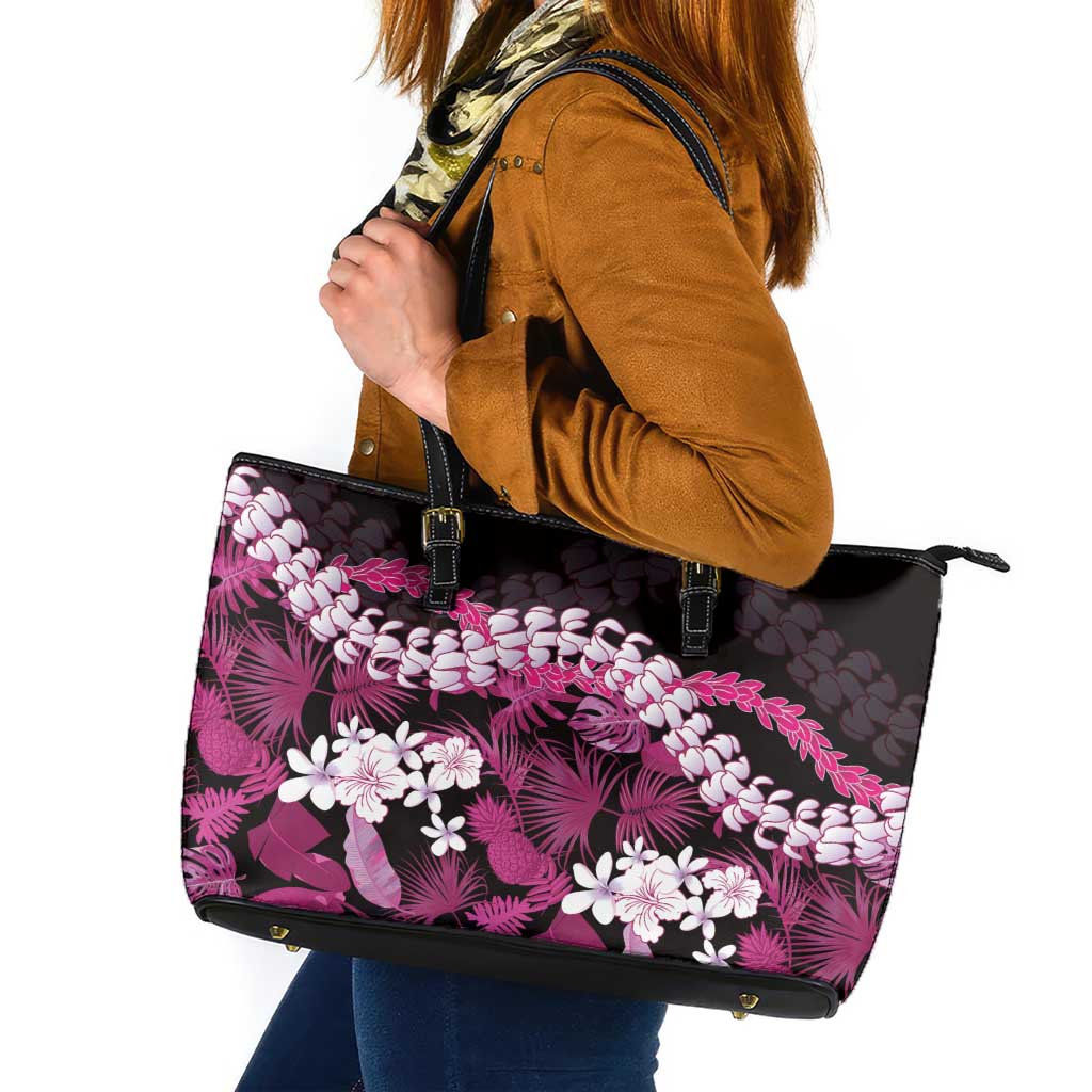 Akala Aloha Hawaii Lei Leather Tote Bag Tropical Flowers Elegant Vibe - Polynesian Pride