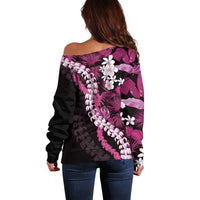 Akala Aloha Hawaii Lei Off Shoulder Sweater Tropical Flowers Elegant Vibe - Polynesian Pride