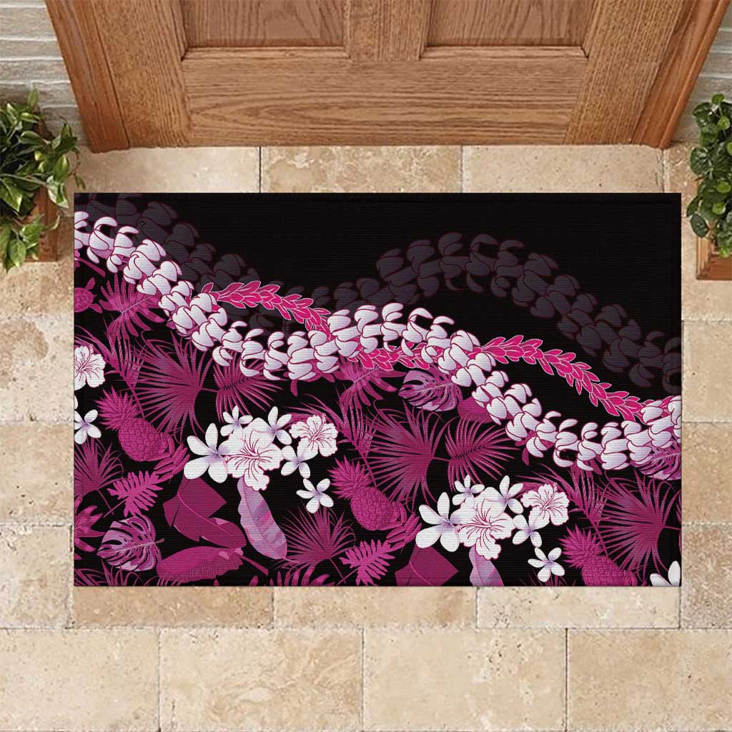Akala Aloha Hawaii Lei Rubber Doormat Tropical Flowers Elegant Vibe LT14 Pink - Polynesian Pride