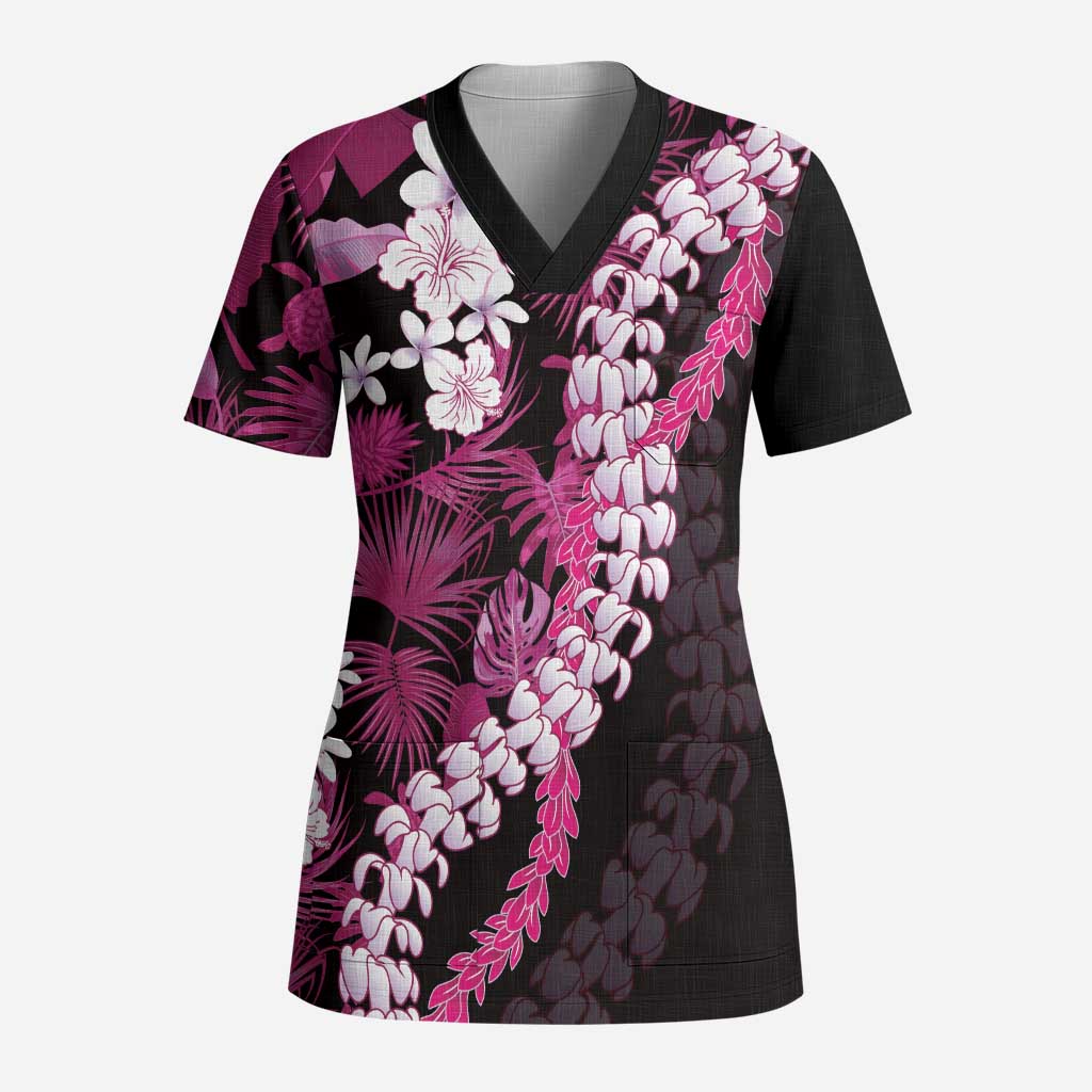 Akala Aloha Hawaii Lei Scrub Top Tropical Flowers Elegant Vibe - Polynesian Pride