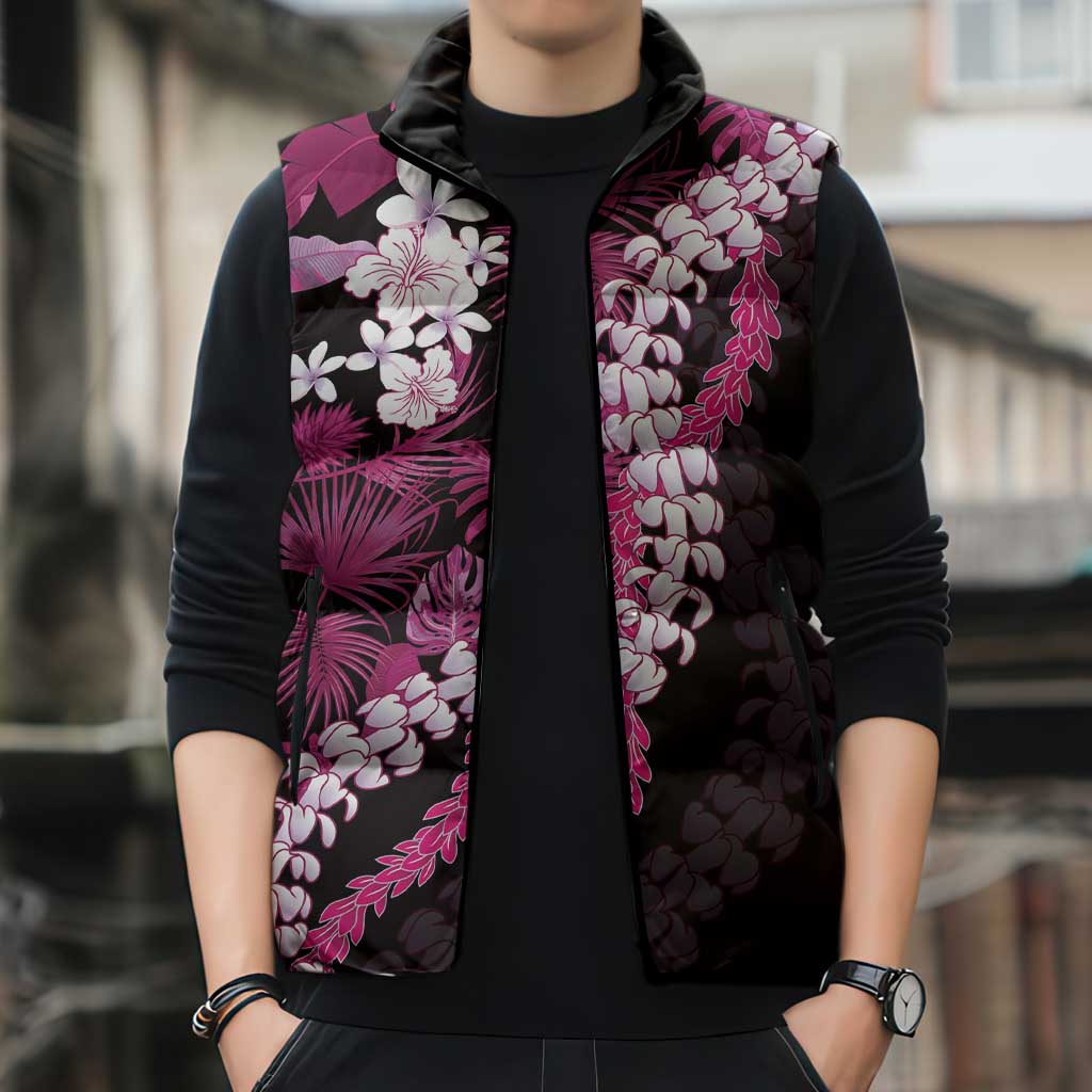 Akala Aloha Hawaii Lei Sleeveless Puffer Jacket Tropical Flowers Elegant Vibe - Polynesian Pride