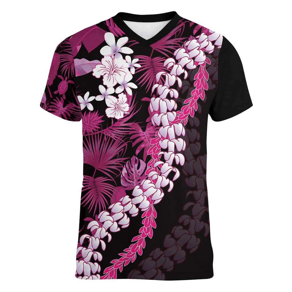 Akala Aloha Hawaii Lei Women V-Neck T-Shirt Tropical Flowers Elegant Vibe - Polynesian Pride