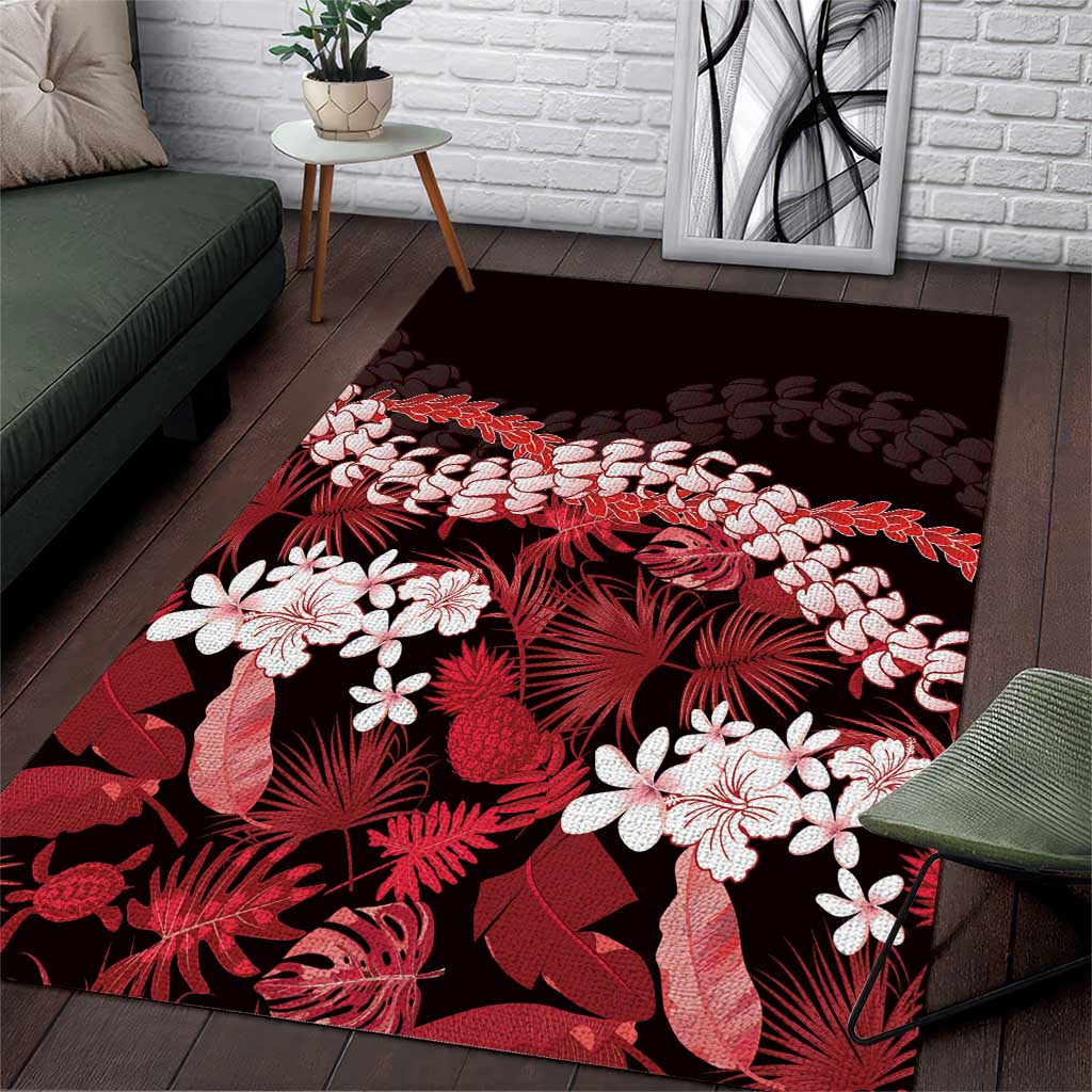 Ulaula Aloha Hawaii Lei Area Rug Tropical Flowers Elegant Vibe - Polynesian Pride