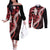 Ulaula Aloha Hawaii Lei Couples Matching Off The Shoulder Long Sleeve Dress and Long Sleeve Button Shirt Tropical Flowers Elegant Vibe - Polynesian Pride