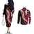 Ulaula Aloha Hawaii Lei Couples Matching Off The Shoulder Long Sleeve Dress and Long Sleeve Button Shirt Tropical Flowers Elegant Vibe - Polynesian Pride