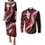 Ulaula Aloha Hawaii Lei Couples Matching Puletasi and Long Sleeve Button Shirt Tropical Flowers Elegant Vibe - Polynesian Pride