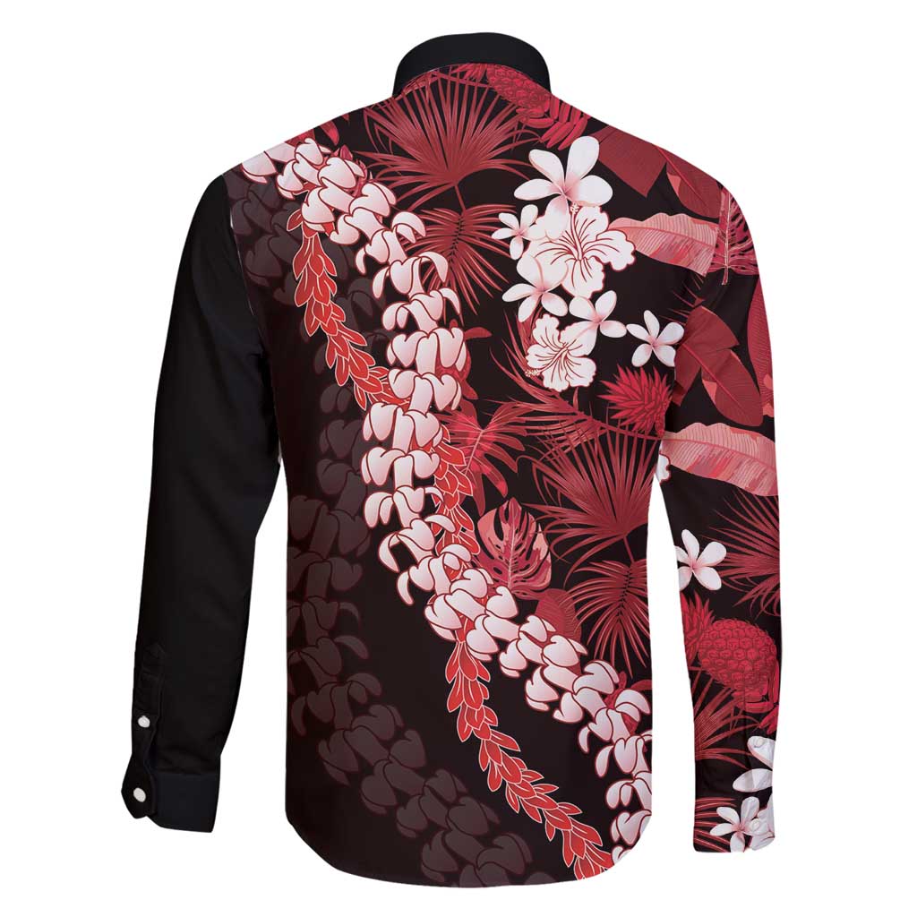 Ulaula Aloha Hawaii Lei Family Matching Long Sleeve Bodycon Dress and Hawaiian Shirt Tropical Flowers Elegant Vibe - Polynesian Pride