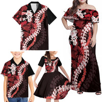 Ulaula Aloha Hawaii Lei Family Matching Off Shoulder Maxi Dress and Hawaiian Shirt Tropical Flowers Elegant Vibe - Polynesian Pride