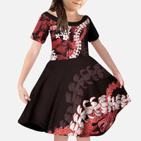 Ulaula Aloha Hawaii Lei Family Matching Short Sleeve Bodycon Dress and Hawaiian Shirt Tropical Flowers Elegant Vibe - Polynesian Pride