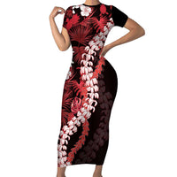 Ulaula Aloha Hawaii Lei Family Matching Short Sleeve Bodycon Dress and Hawaiian Shirt Tropical Flowers Elegant Vibe - Polynesian Pride