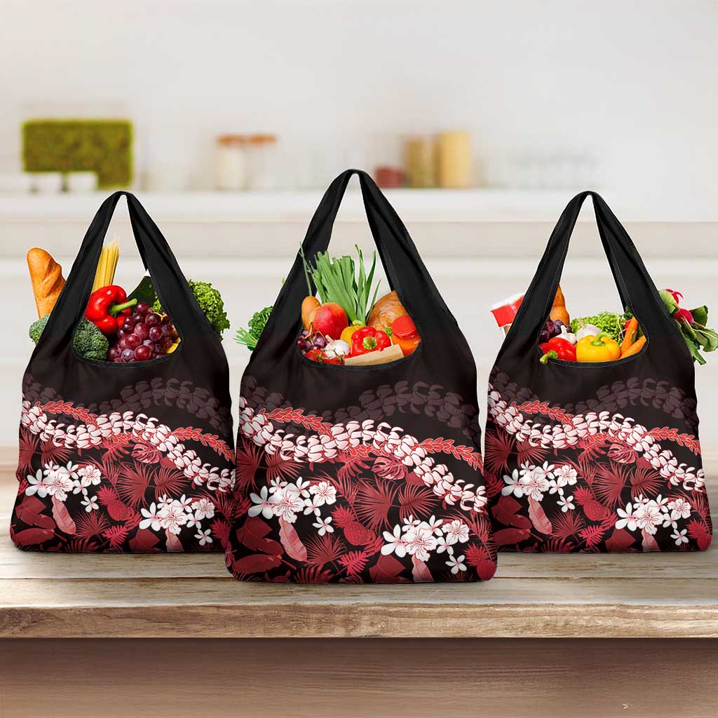 Ulaula Aloha Hawaii Lei Grocery Bag Tropical Flowers Elegant Vibe - Polynesian Pride