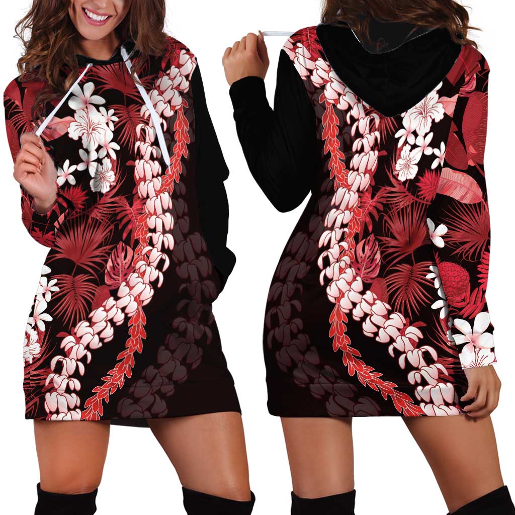Ulaula Aloha Hawaii Lei Hoodie Dress Tropical Flowers Elegant Vibe - Polynesian Pride