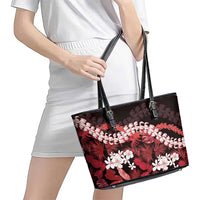 Ulaula Aloha Hawaii Lei Leather Tote Bag Tropical Flowers Elegant Vibe - Polynesian Pride