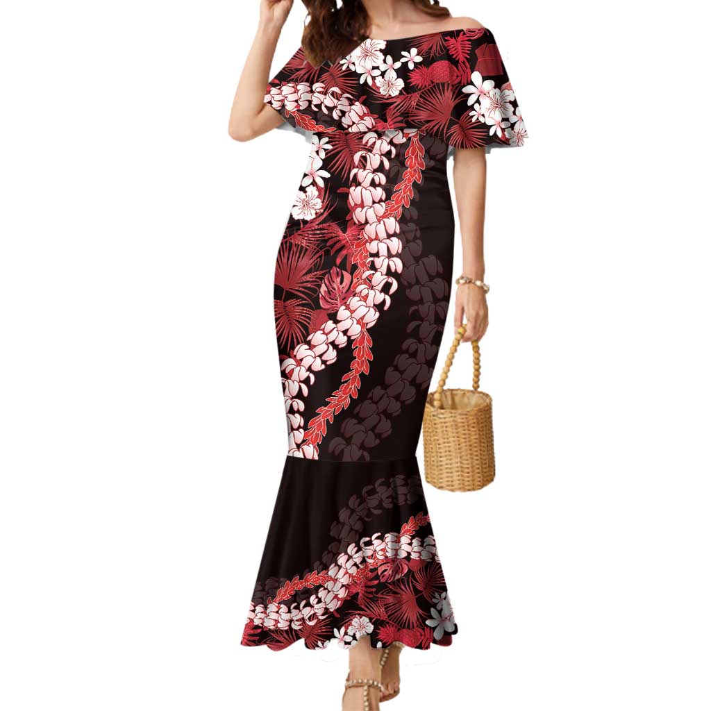 Ulaula Aloha Hawaii Lei Mermaid Dress Tropical Flowers Elegant Vibe - Polynesian Pride