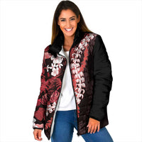 Ulaula Aloha Hawaii Lei Padded Jacket Tropical Flowers Elegant Vibe - Polynesian Pride