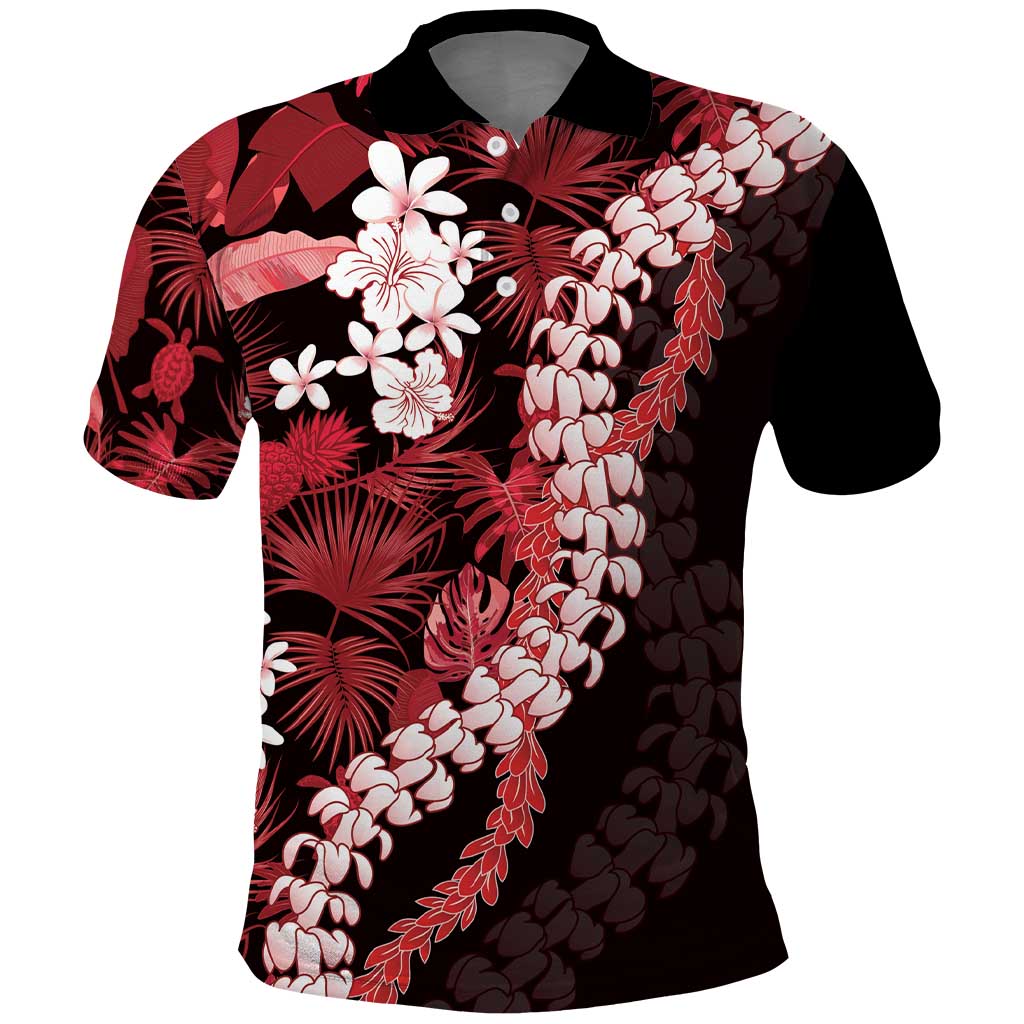 Ulaula Aloha Hawaii Lei Polo Shirt Tropical Flowers Elegant Vibe - Polynesian Pride