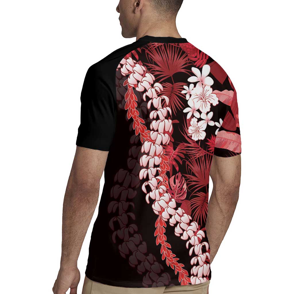 Ulaula Aloha Hawaii Lei Rugby Jersey Tropical Flowers Elegant Vibe - Polynesian Pride