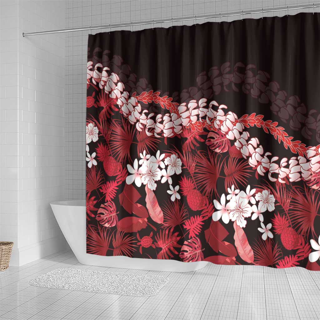 Ulaula Aloha Hawaii Lei Shower Curtain Tropical Flowers Elegant Vibe - Polynesian Pride
