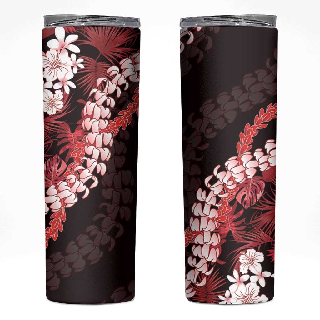 Ulaula Aloha Hawaii Lei Skinny Tumbler Tropical Flowers Elegant Vibe - Polynesian Pride