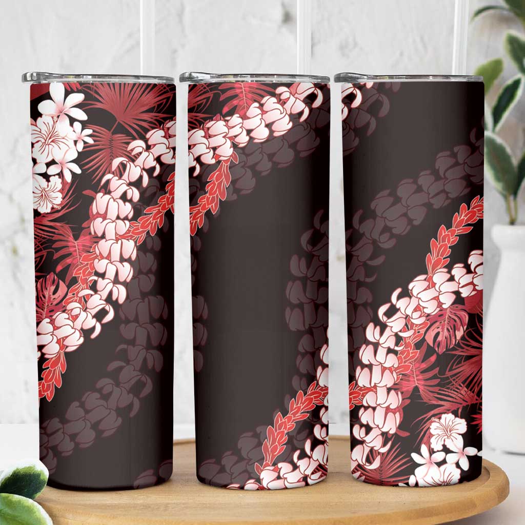 Ulaula Aloha Hawaii Lei Skinny Tumbler Tropical Flowers Elegant Vibe - Polynesian Pride